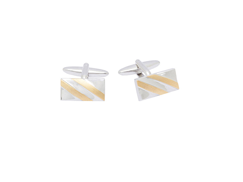 Silver Gold Diagonal Cufflink