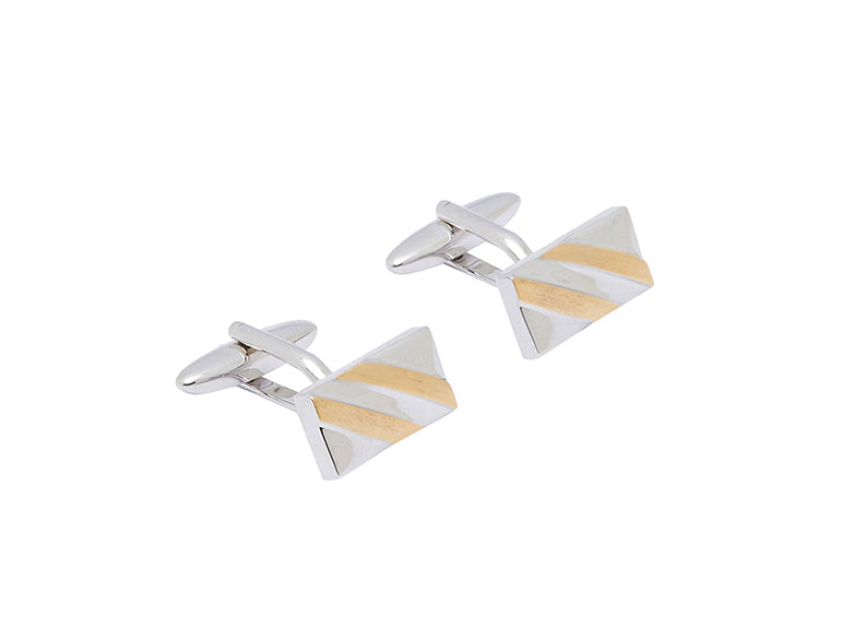 Silver Gold Diagonal Cufflink