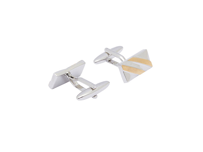 Silver Gold Diagonal Cufflink
