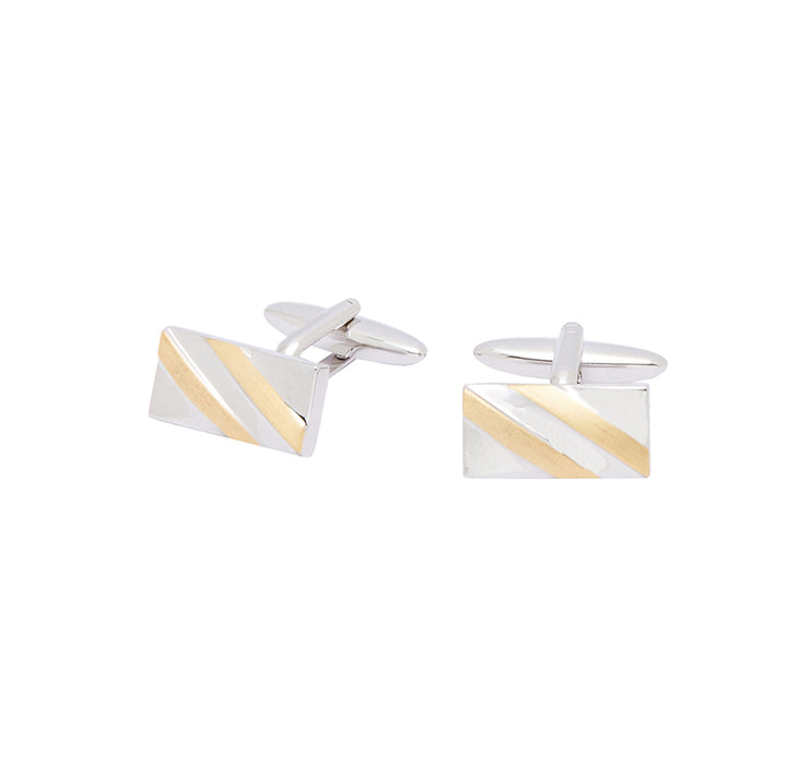 Silver Gold Diagonal Cufflink