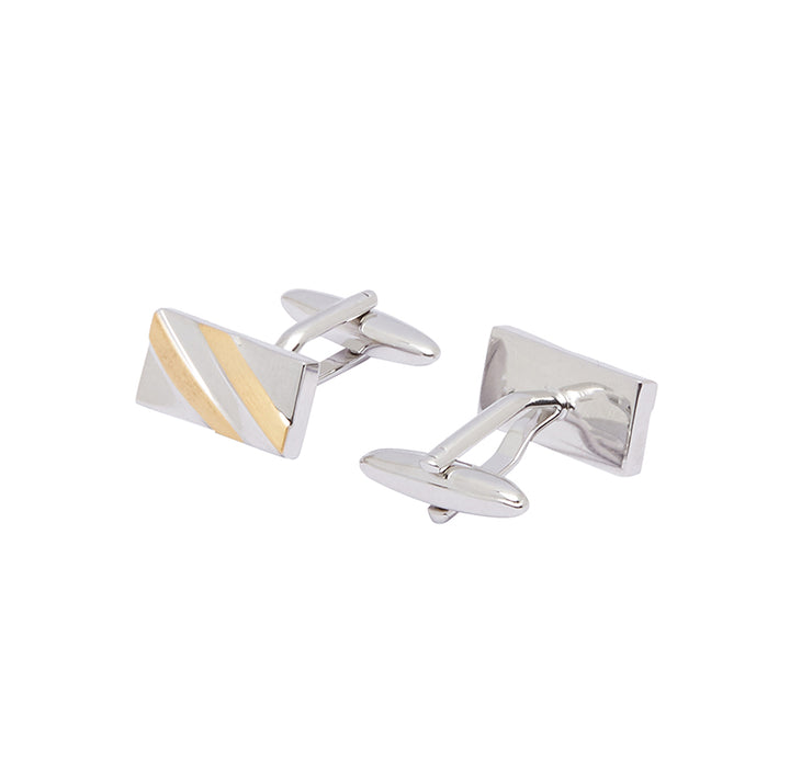 Silver Gold Diagonal Cufflink
