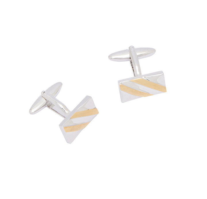 Silver Gold Diagonal Cufflink