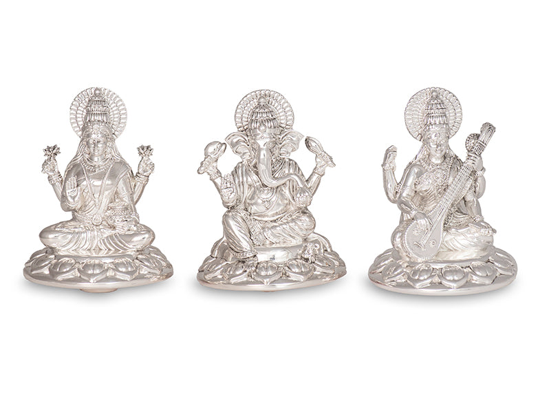 The Divine Trio: Saraswati, Ganesha, Laxmi