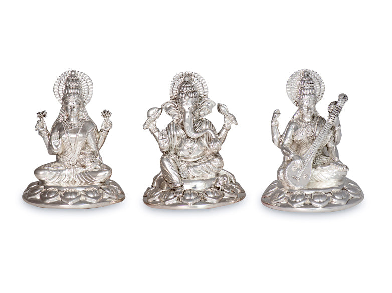 The Divine Trio: Saraswati, Ganesha, Laxmi